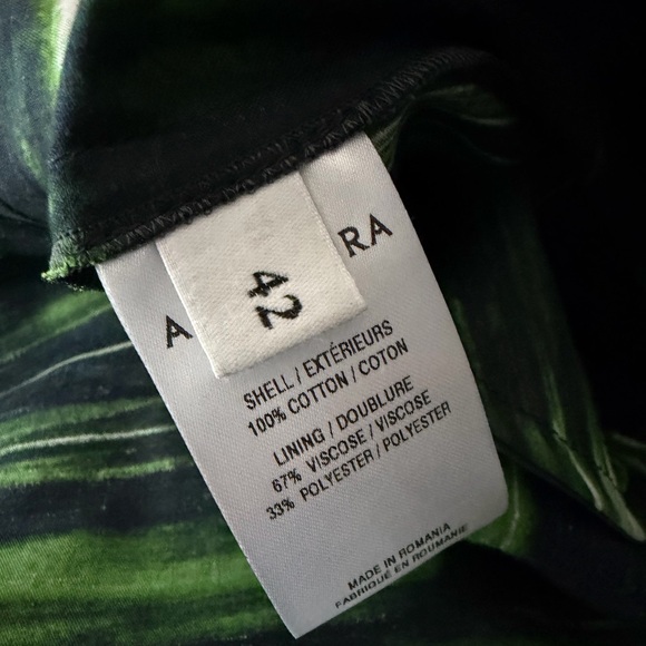 NWT Altuzarra Cotton Lily Green and Black Patterned Dress - Picture 6 of 12